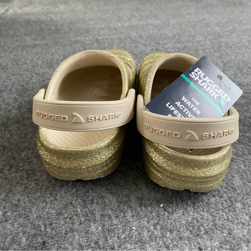 Rugged Shark Girls Shoes Size 9 Washable Floatable Comfortable Gold‎ Slip On New